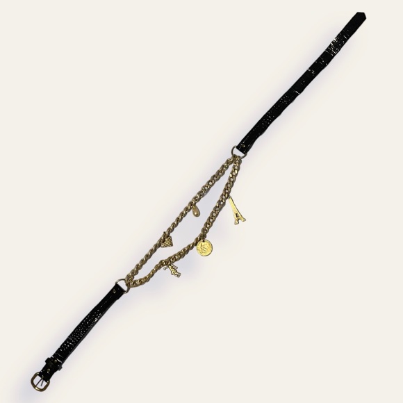 Vintage - Rare Faux Cocrodile Skin Belt with Gold Details and Charms - Picture 3 of 5